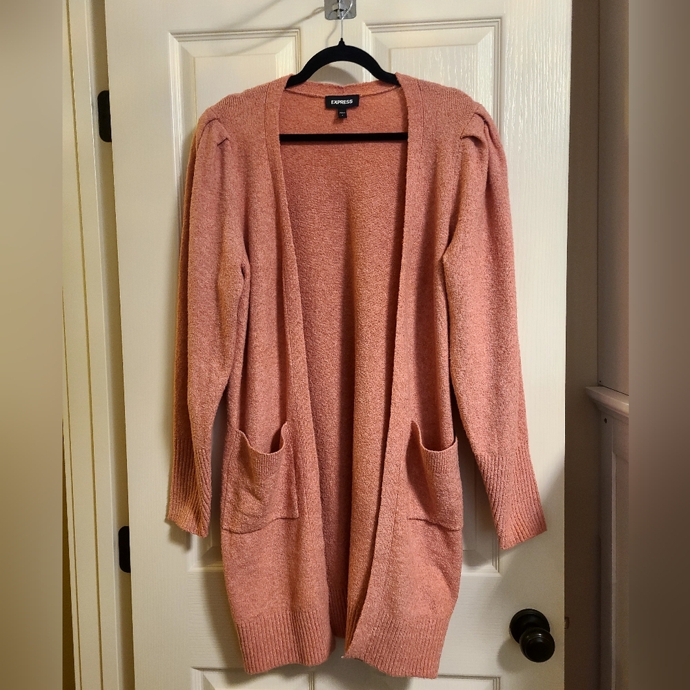 Express Orange Cardigan Sweater Long Soft